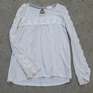 Altar'd State crochet lace trim top cream XS